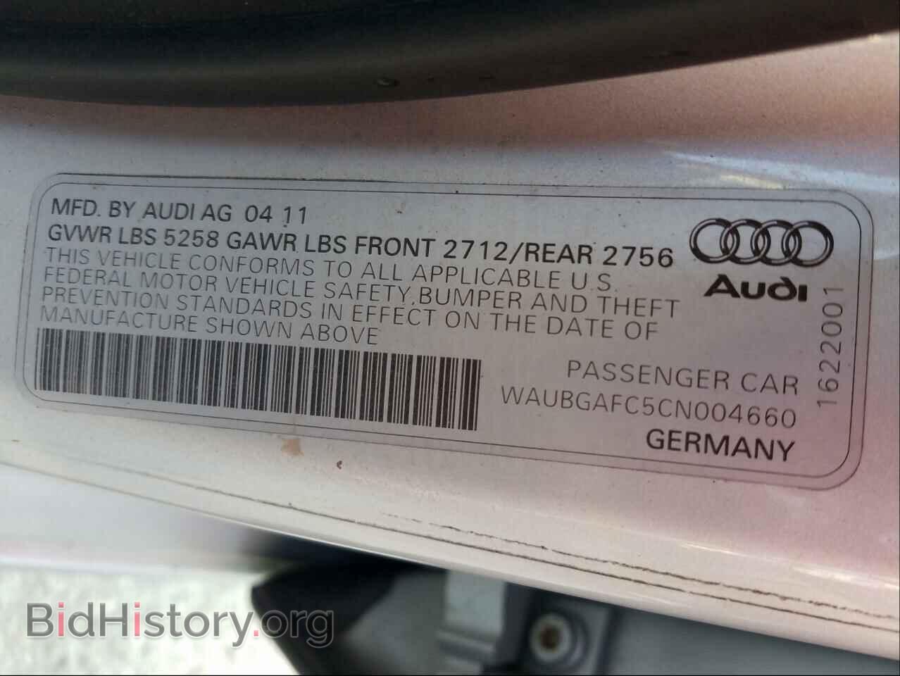 2012 AUDI A6 - VIN: WAUBGAFC5CN004660 - Photo 10