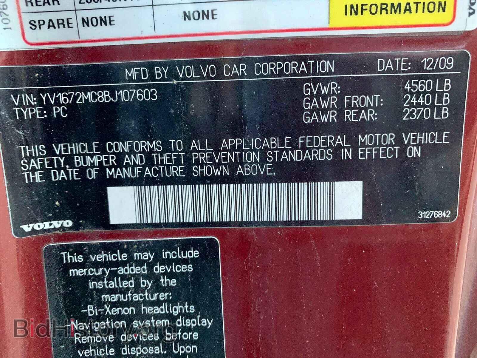 2011 VOLVO C70 - VIN: YV1672MC8BJ107603 - Фото 9
