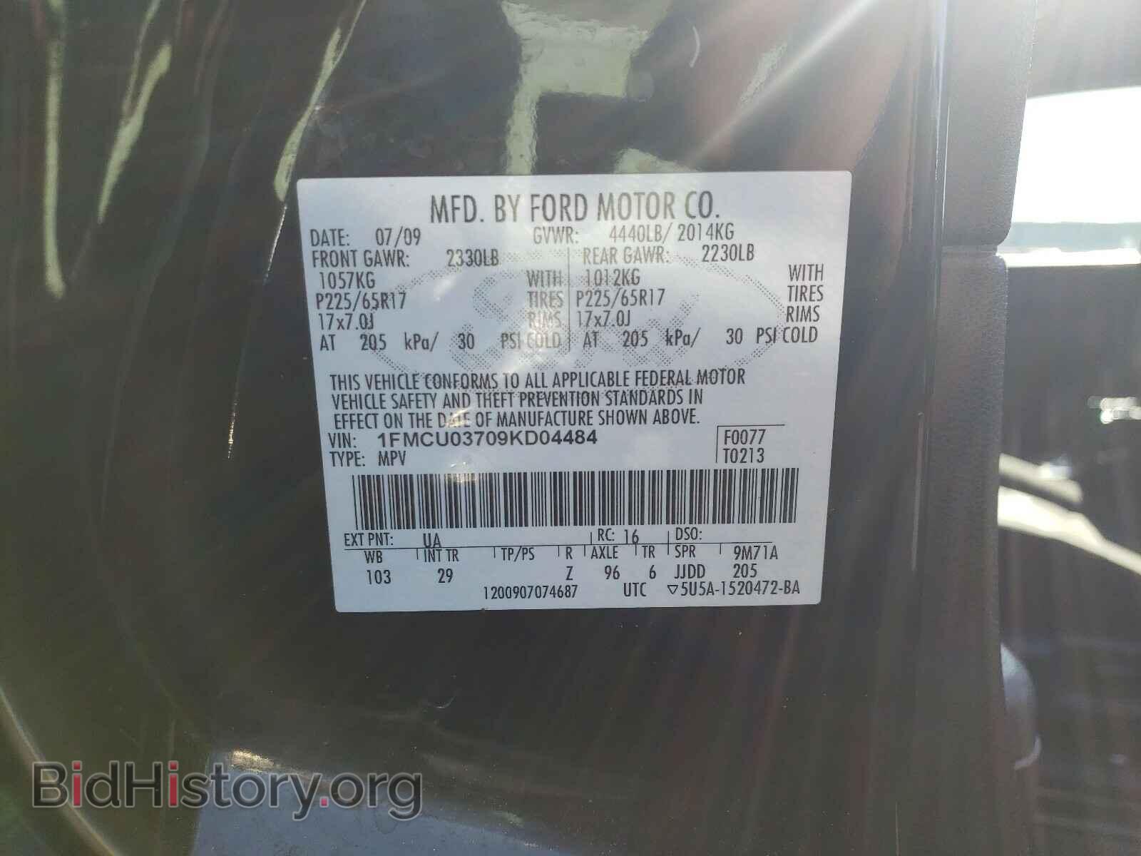 2009 FORD ESCAPE - VIN: 1FMCU03709KD04484 - Photo 10