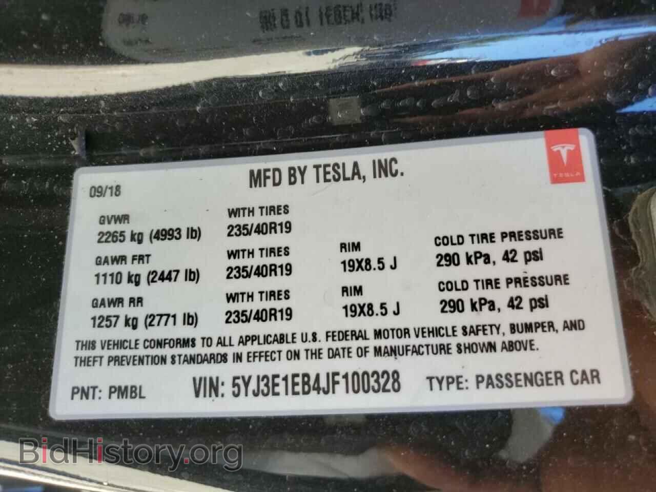 2018 TESLA MODEL 3 - VIN: 5YJ3E1EB4JF100328 - Фото 10