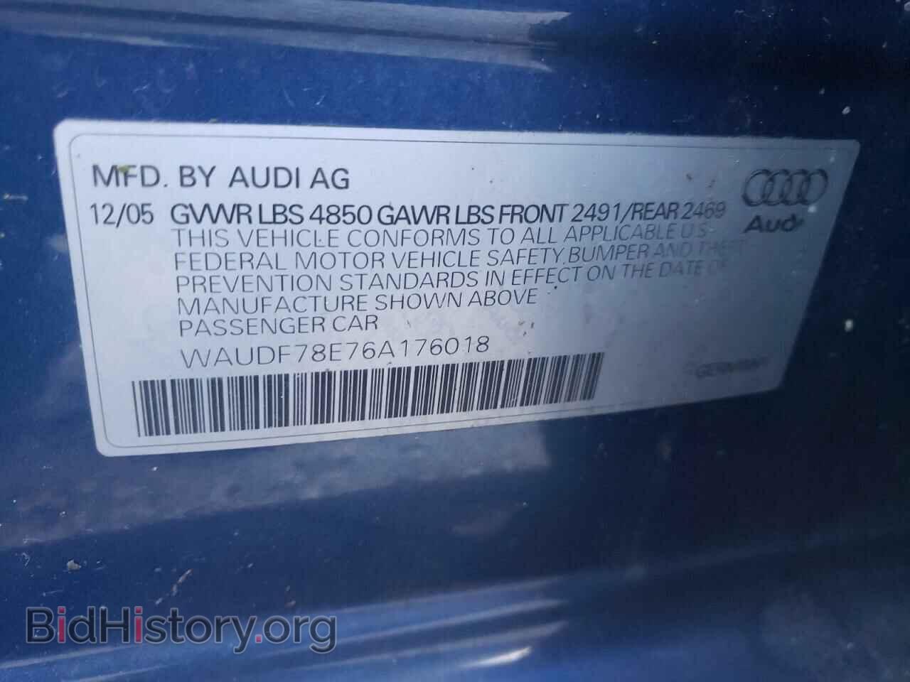 2006 AUDI A4 - VIN: WAUDF78E76A176018 - Фото 10
