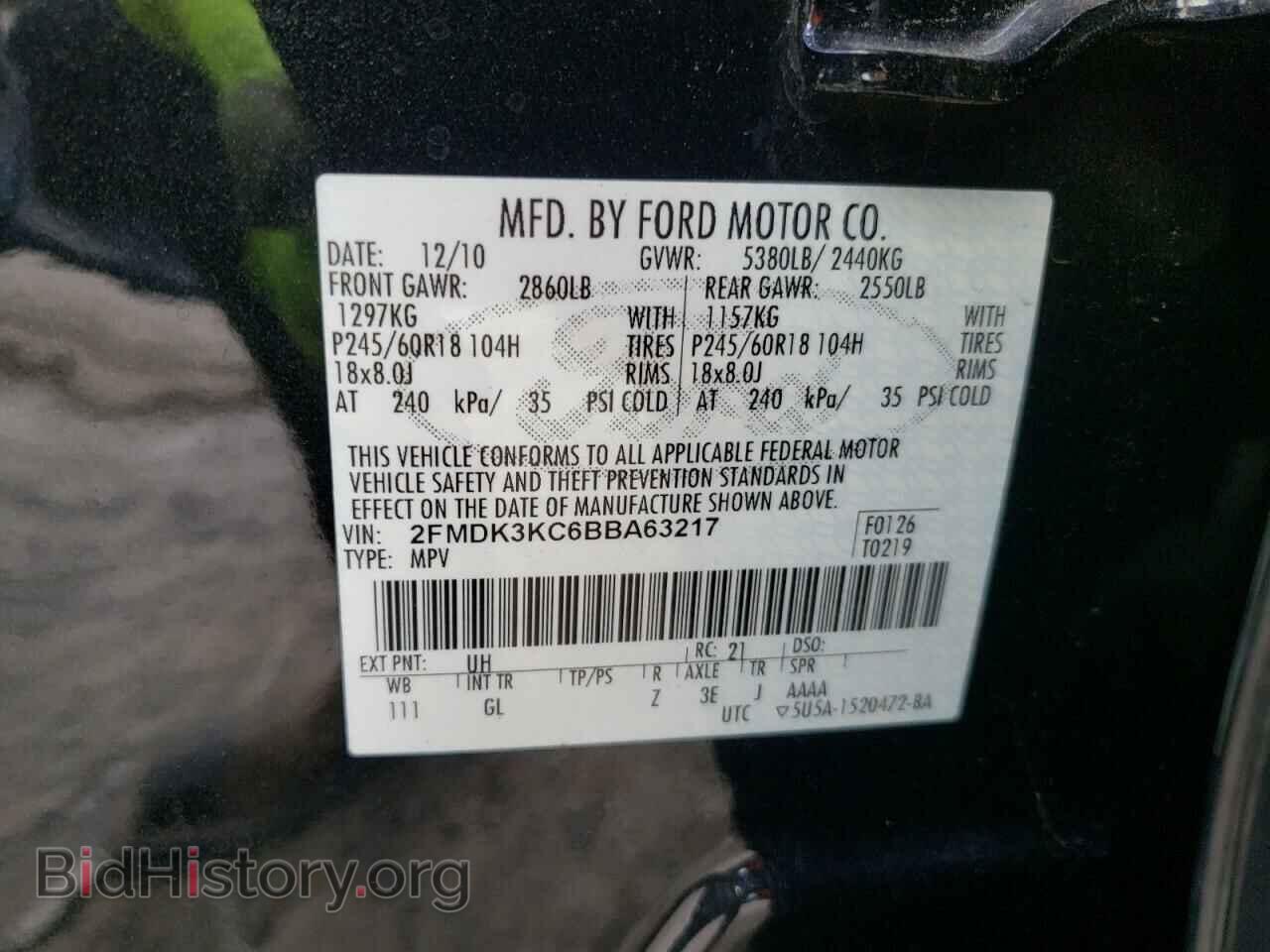 2011 FORD EDGE - VIN: 2FMDK3KC6BBA63217 - Photo 10