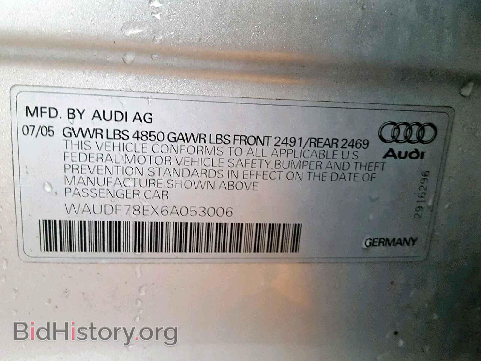 2006 AUDI A4 - VIN: WAUDF78EX6A053006 - Фото 10