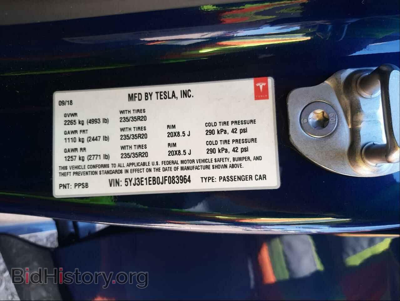 2018 TESLA MODEL 3 - VIN: 5YJ3E1EB0JF083964 - Фото 10
