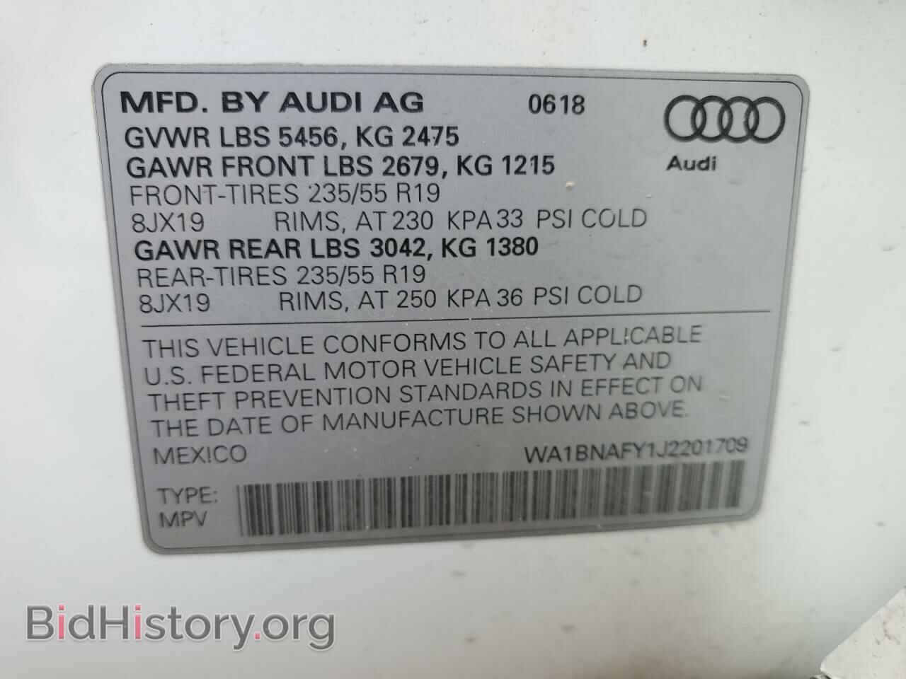 2018 AUDI Q5 - VIN: WA1BNAFY1J2201709 - Фото 13