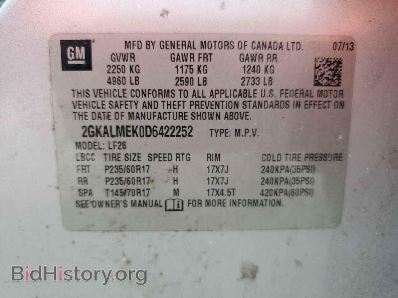 2013 GMC TERRAIN - VIN: 2GKALMEK0D6422252 - Photo 13