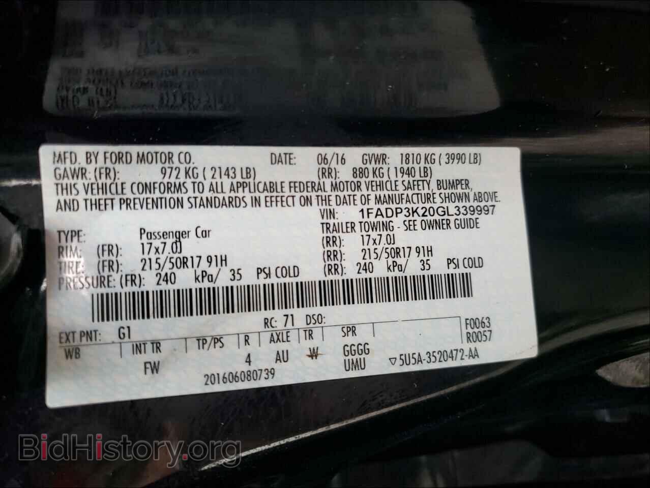 2016 FORD FOCUS - VIN: 1FADP3K20GL339997 - Фото 10