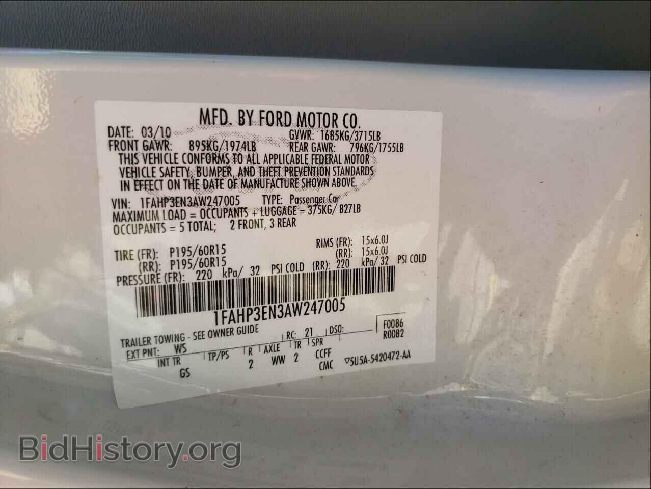 2010 FORD FOCUS - VIN: 1FAHP3EN3AW247005 - Фото 10