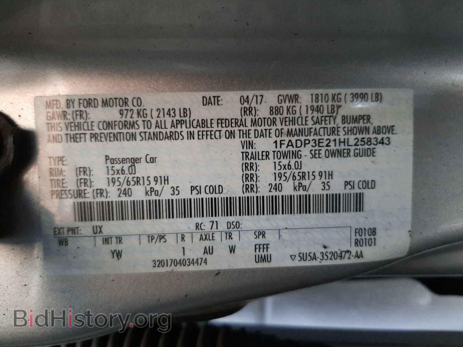 2017 FORD FOCUS - VIN: 1FADP3E21HL258343 - Photo 10