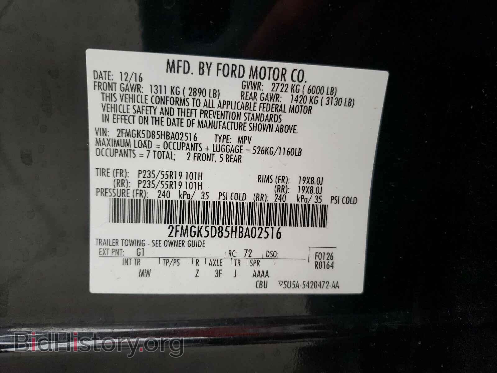 2017 FORD FLEX - VIN: 2FMGK5D85HBA02516 - Photo 10
