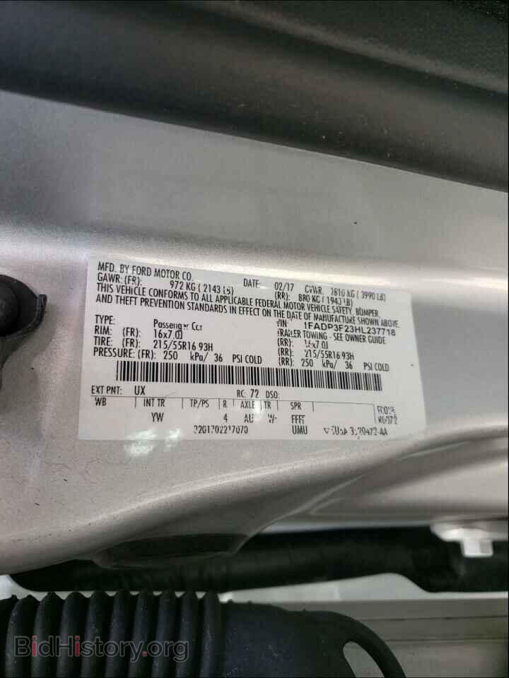 2017 FORD FOCUS - VIN: 1FADP3F23HL237718 - Фото 10