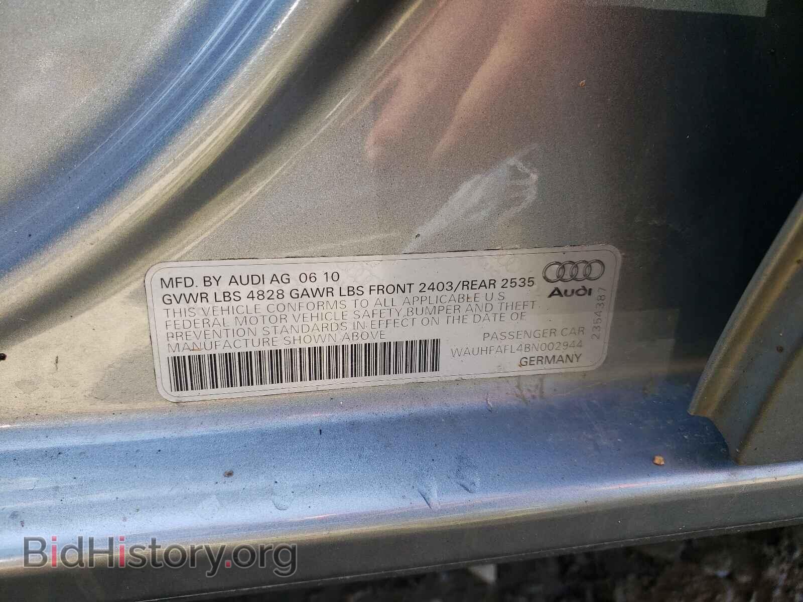 2011 AUDI A4 - VIN: WAUHFAFL4BN002944 - Фото 10