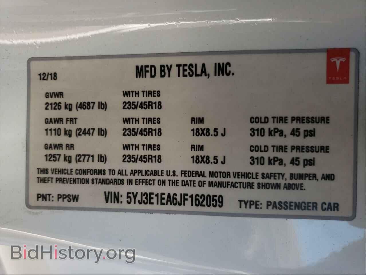 2018 TESLA MODEL 3 - VIN: 5YJ3E1EA6JF162059 - Photo 10