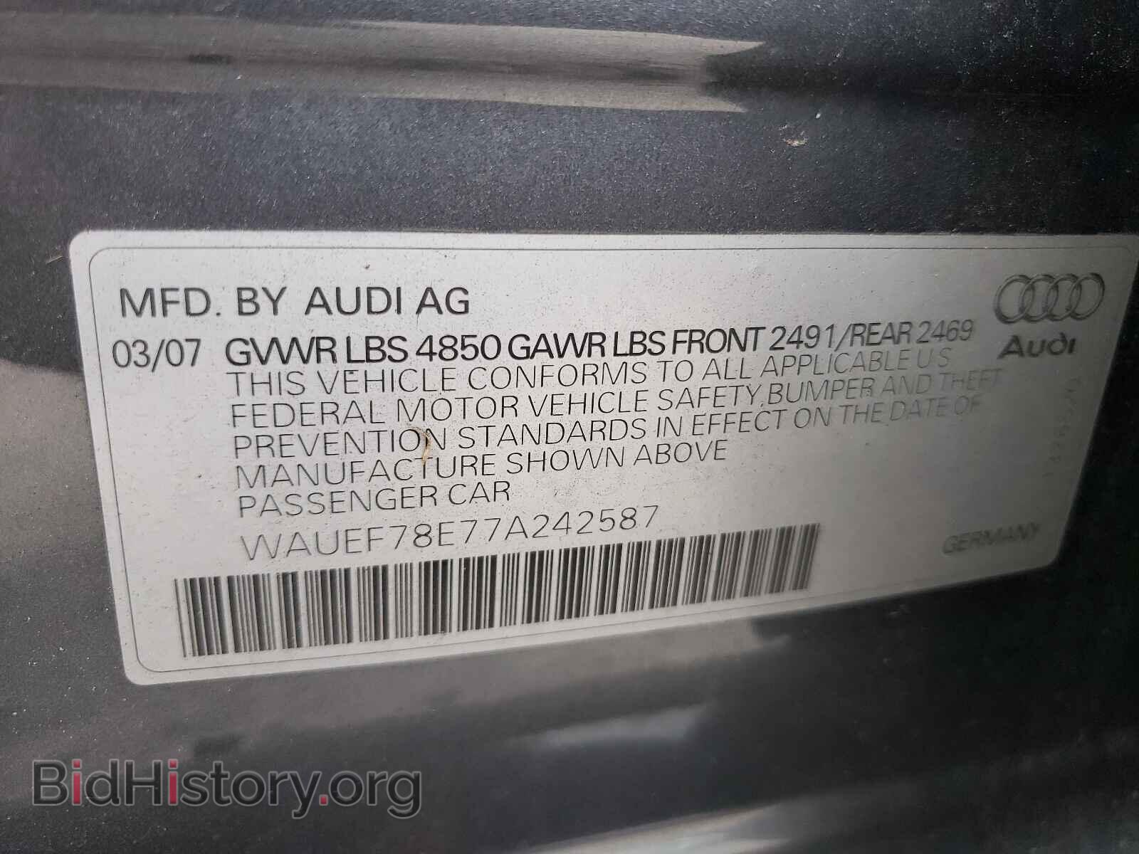 2007 AUDI A4 - VIN: WAUEF78E77A242587 - Photo 10