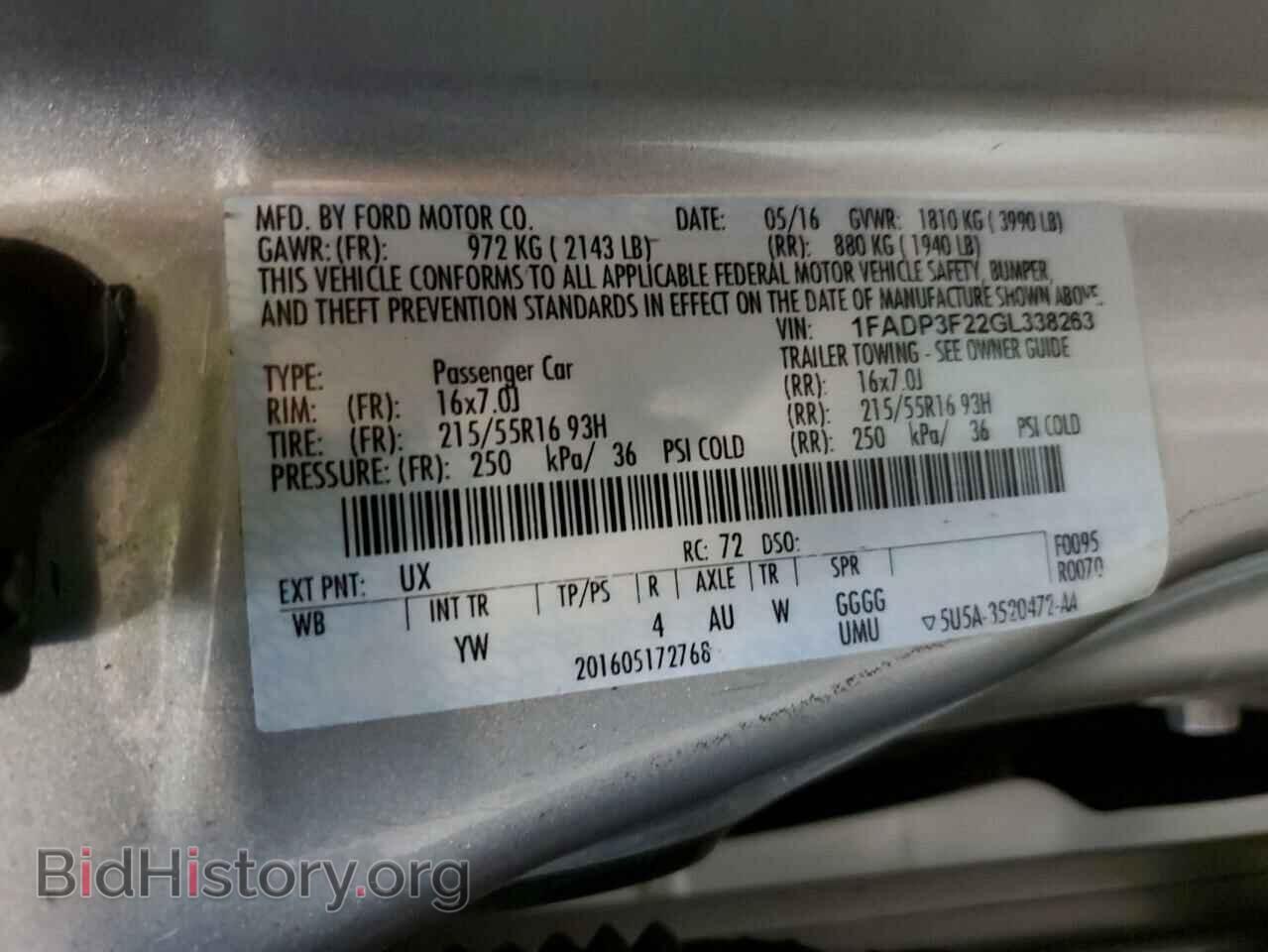 2016 FORD FOCUS - VIN: 1FADP3F22GL338263 - Фото 10