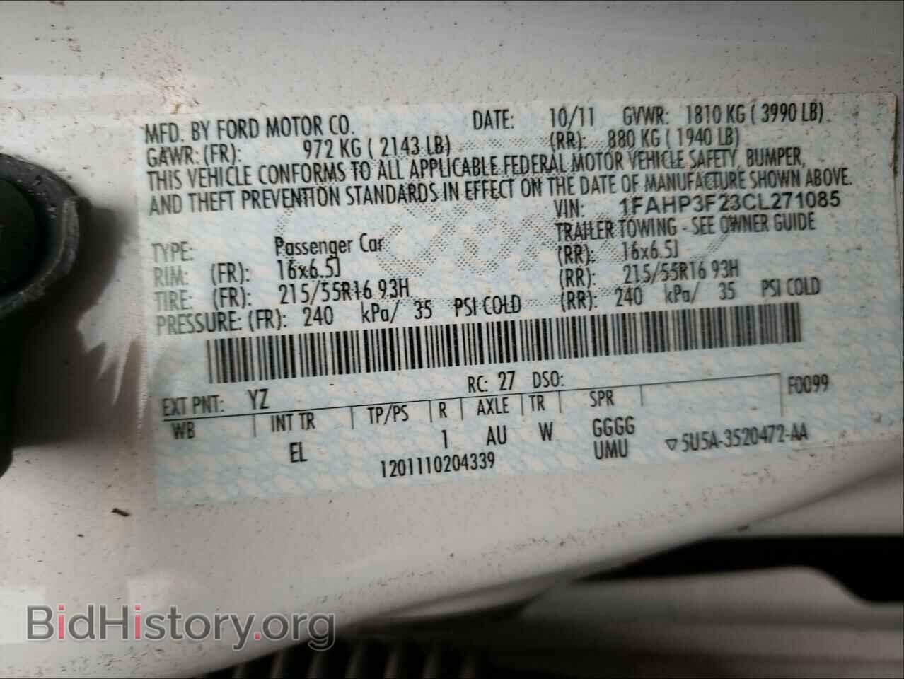 2012 FORD FOCUS - VIN: 1FAHP3F23CL271085 - Photo 10