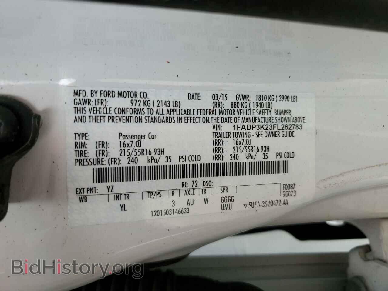 2015 FORD FOCUS - VIN: 1FADP3K23FL262783 - Фото 12