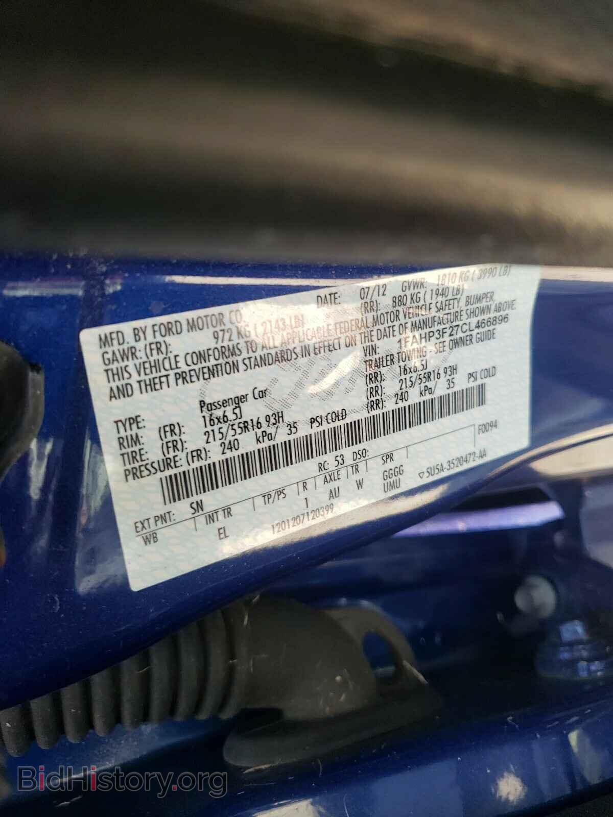 2012 FORD FOCUS - VIN: 1FAHP3F27CL466896 - Фото 10