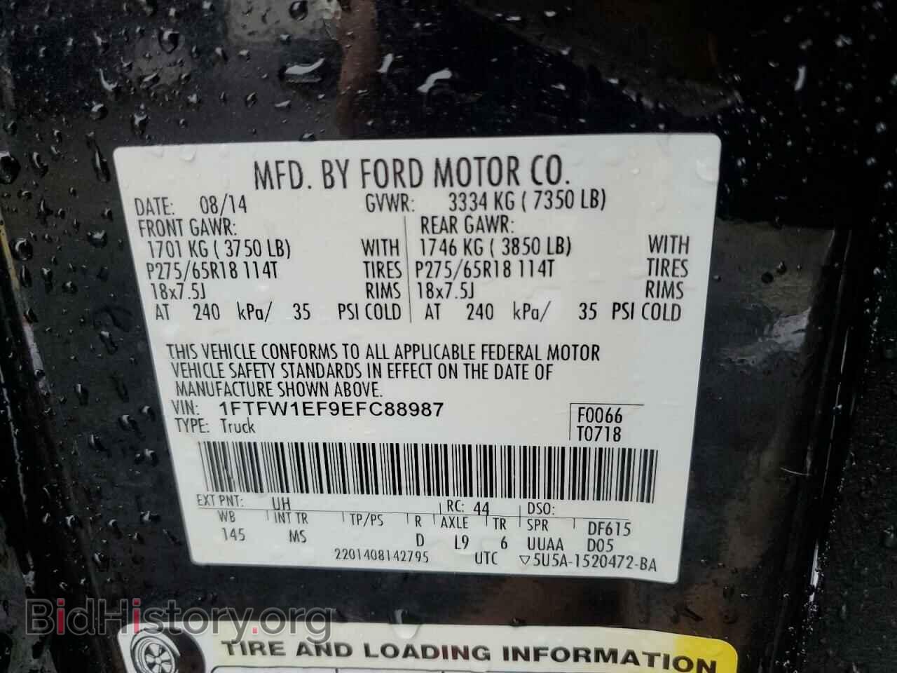 2014 FORD F-150 - VIN: 1FTFW1EF9EFC88987 - Фото 12