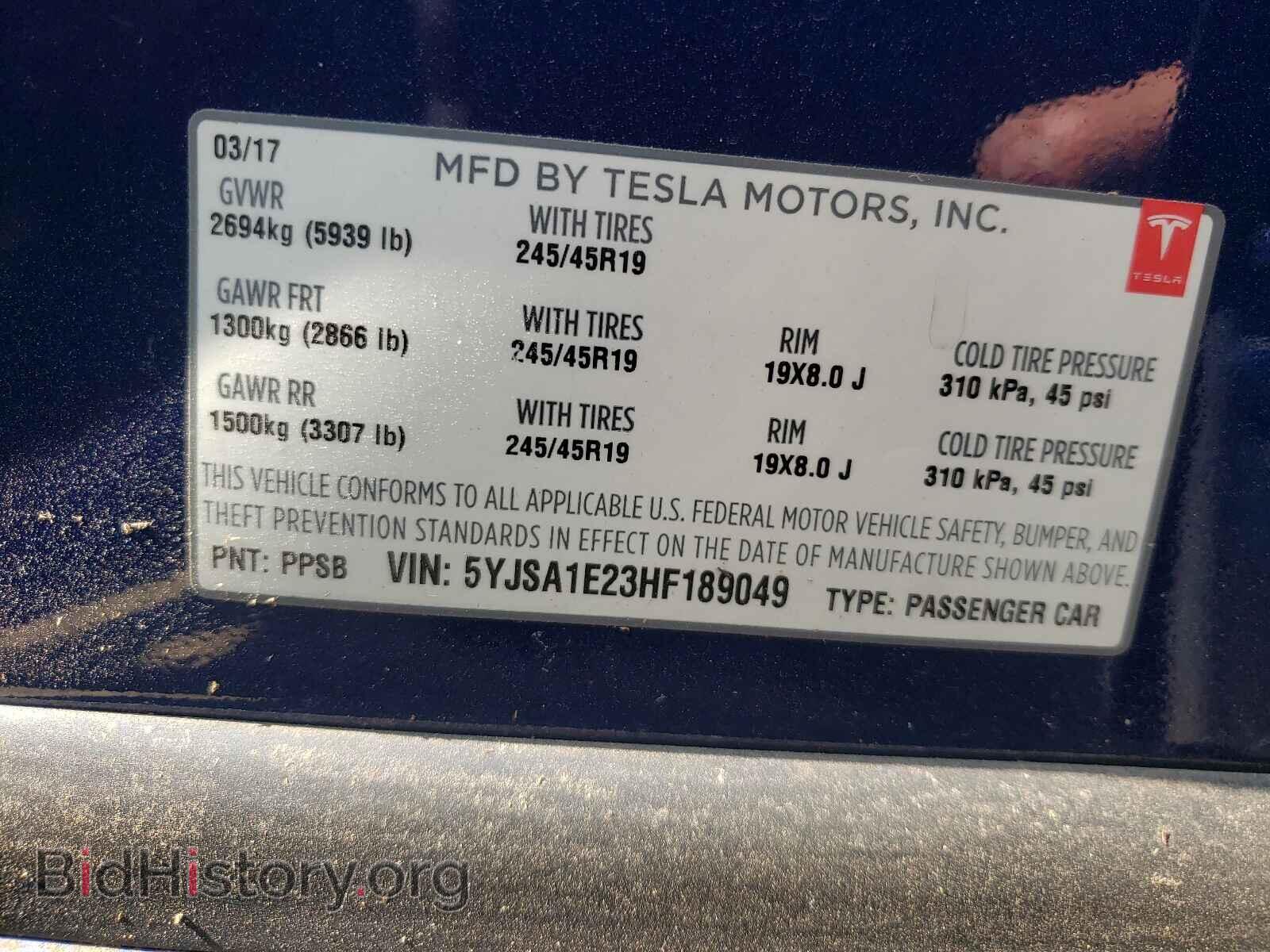 2017 TESLA MODEL S - VIN: 5YJSA1E23HF189049 - Photo 10