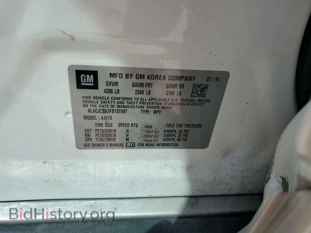 2015 BUICK ENCORE - VIN: KL4CJCSB3FB137497 - Фото 13