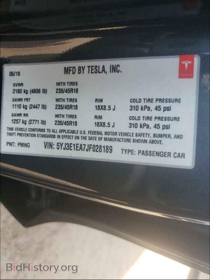 2018 TESLA MODEL 3 - VIN: 5YJ3E1EA7JF028189 - Фото 10