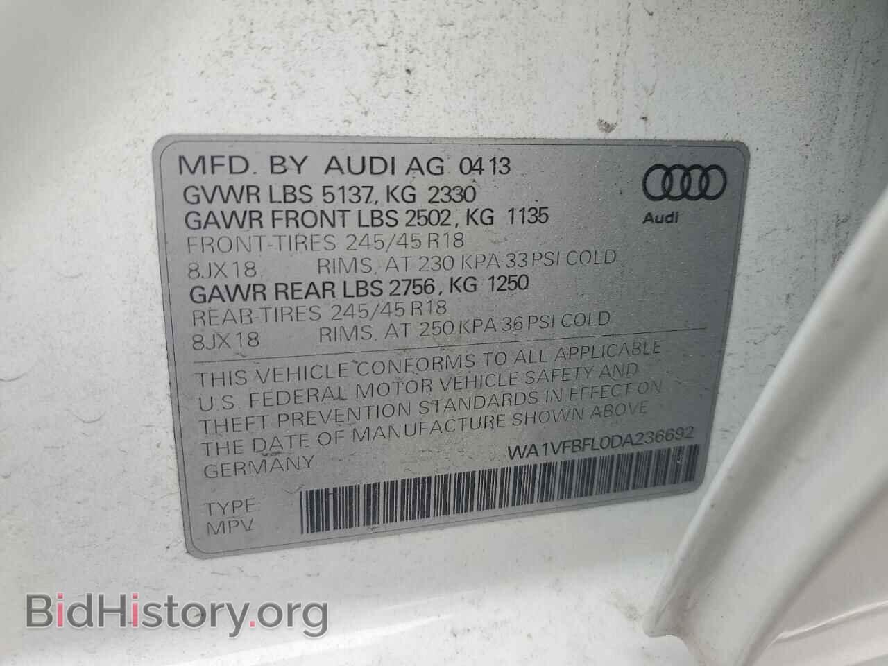 2013 AUDI A4 - VIN: WA1VFBFL0DA236692 - Фото 13