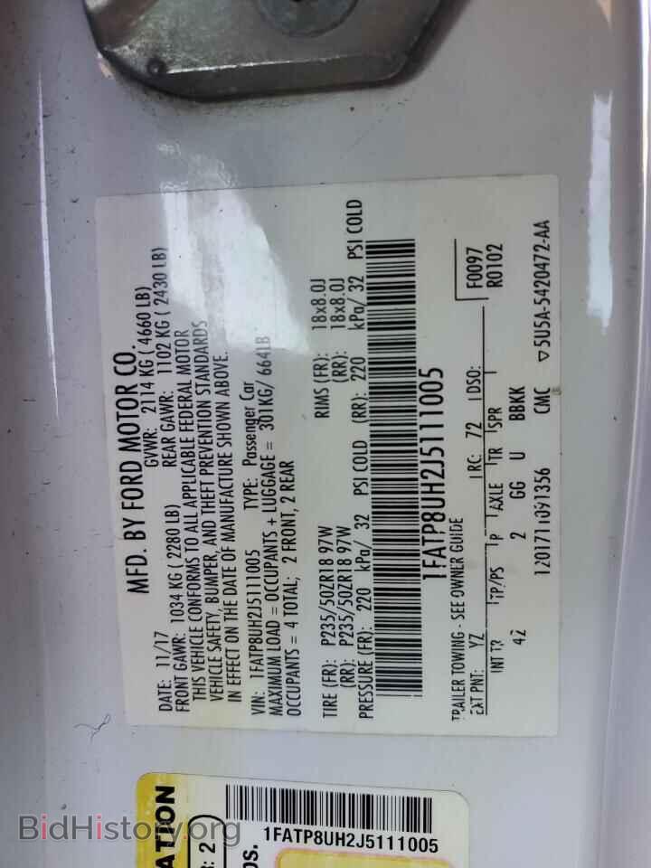 2018 FORD ALL Models - VIN: 1FATP8UH2J5111005 - Фото 13