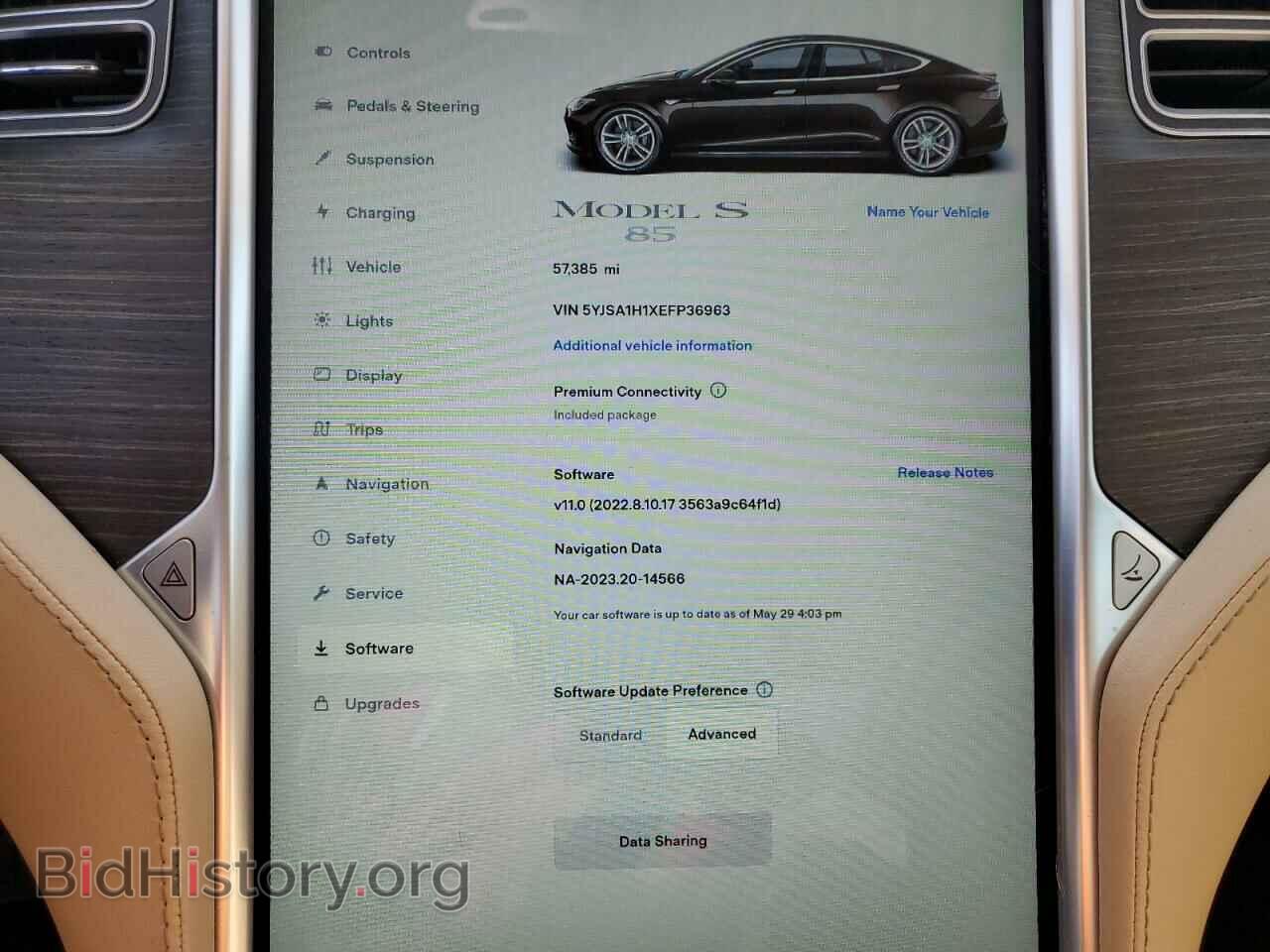 2014 TESLA MODEL S - VIN: 5YJSA1H1XEFP36963 - Photo 9