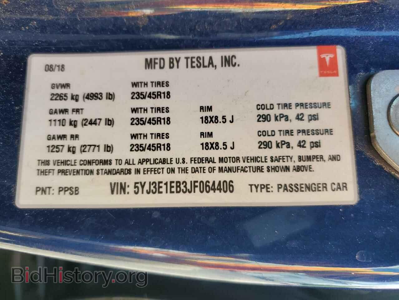 2018 TESLA MODEL 3 - VIN: 5YJ3E1EB3JF064406 - Фото 12