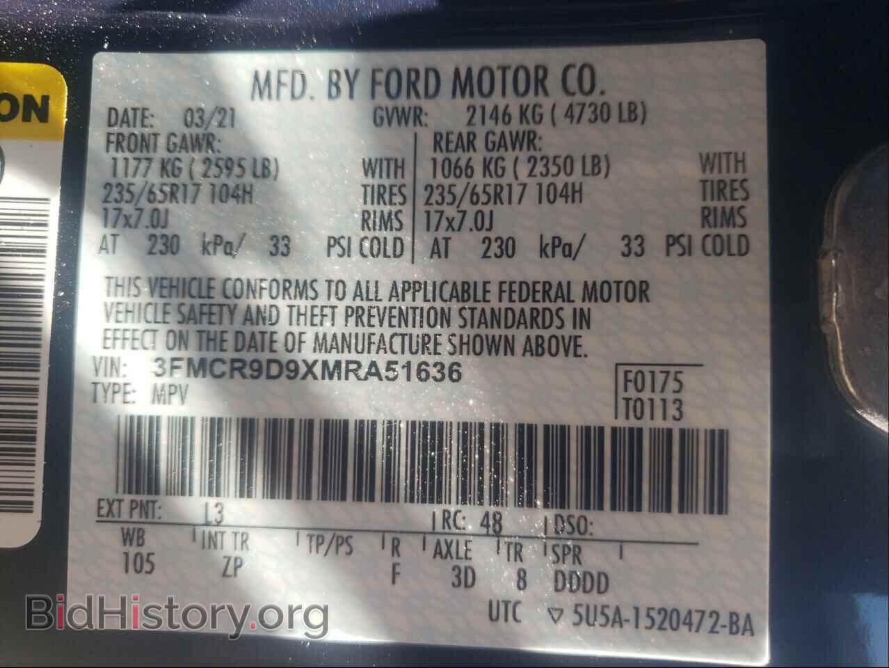 2021 FORD BRONCO - VIN: 3FMCR9D9XMRA51636 - Photo 10