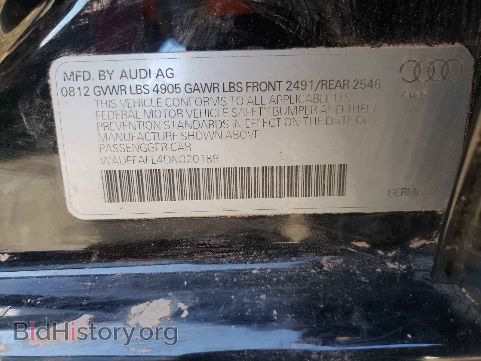 2013 AUDI A4 - VIN: WAUFFAFL4DN020189 - Фото 10
