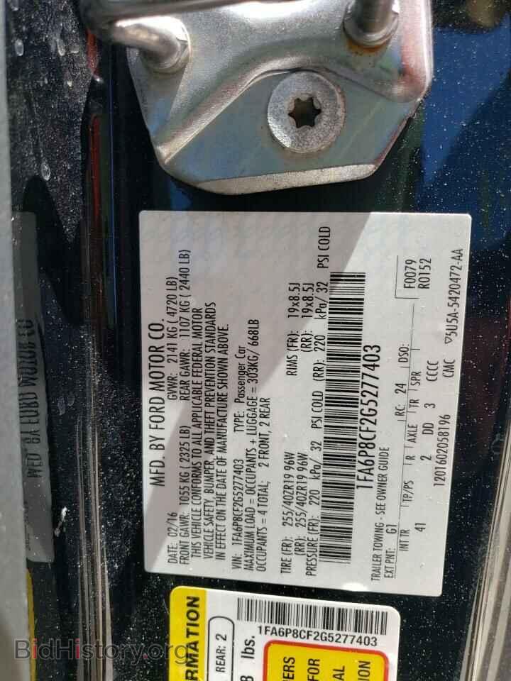 2016 FORD MUSTANG - VIN: 1FA6P8CF2G5277403 - Фото 10