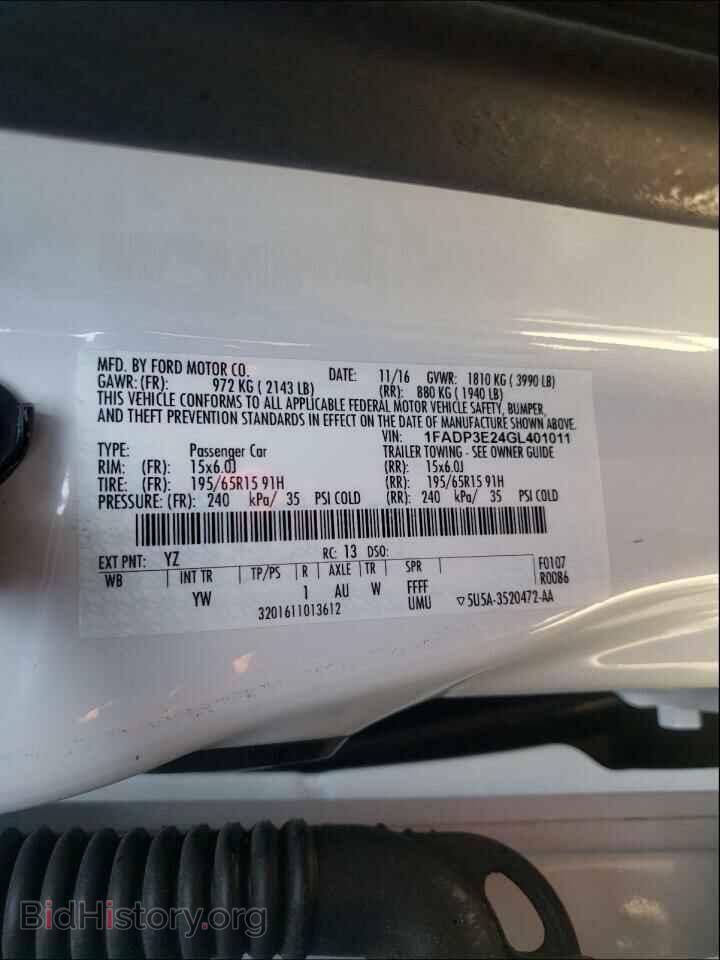 2016 FORD FOCUS - VIN: 1FADP3E24GL401011 - Фото 10