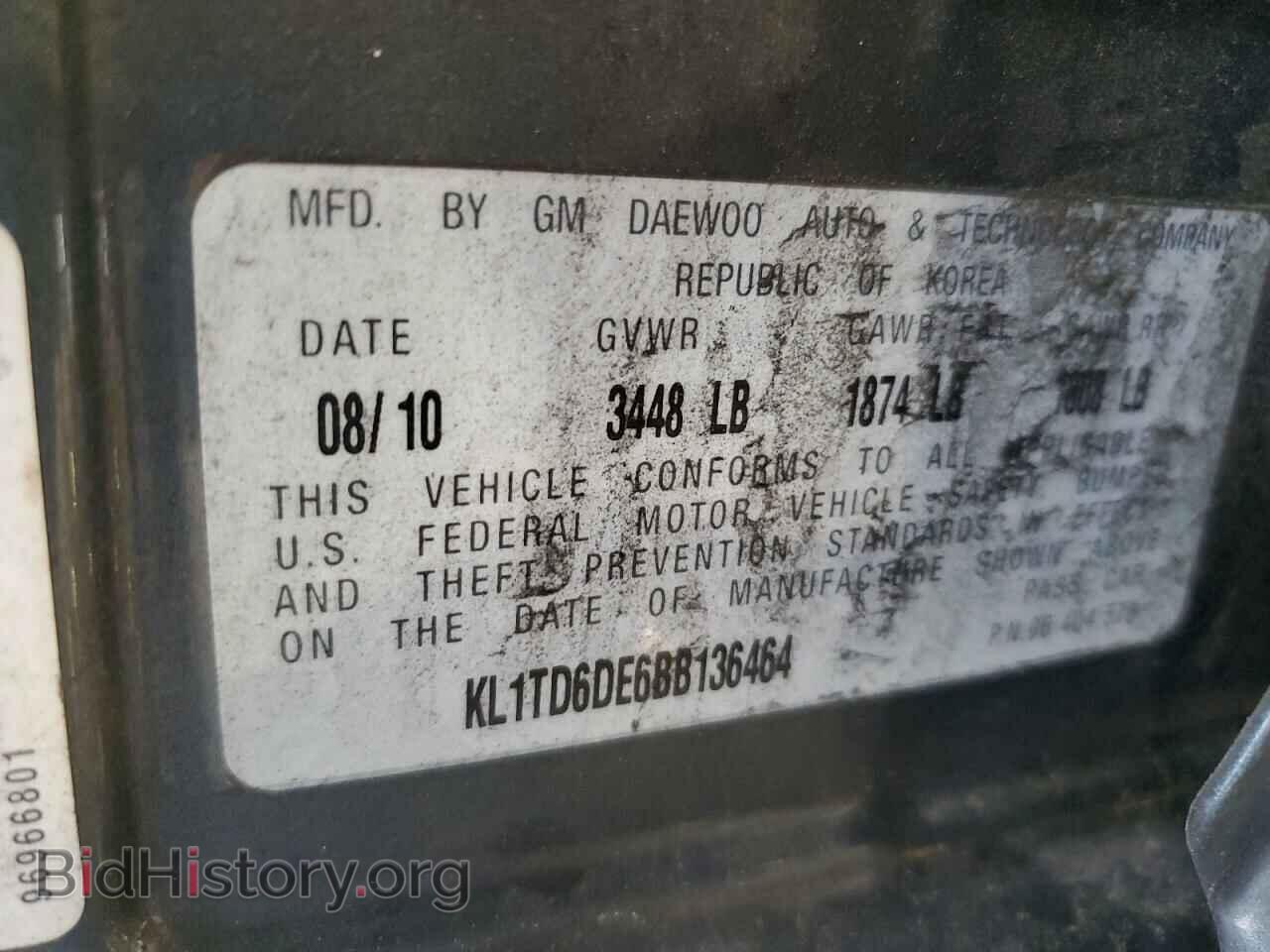 2011 CHEVROLET AVEO - VIN: KL1TD6DE6BB136464 - Фото 13