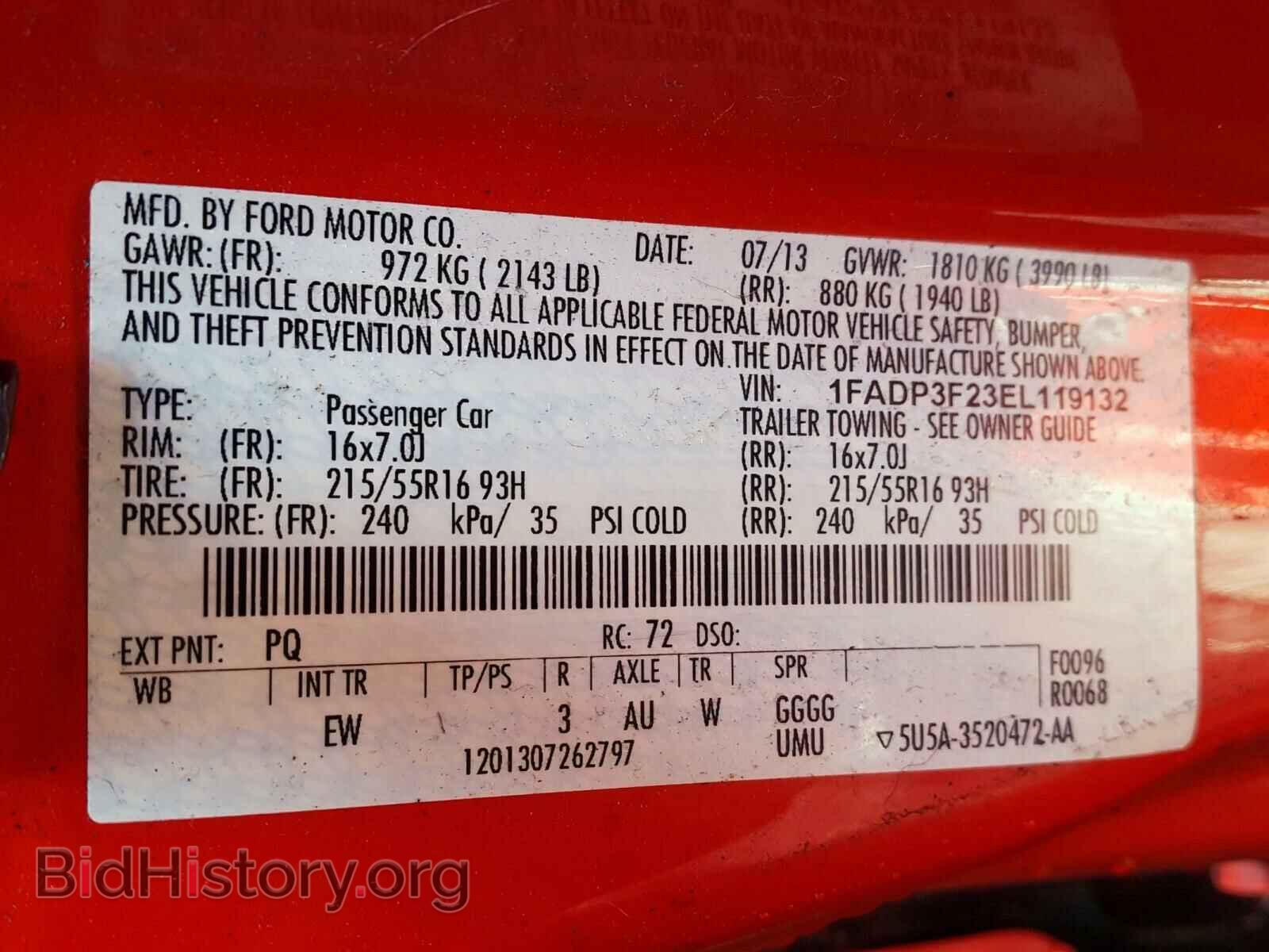 2014 FORD FOCUS - VIN: 1FADP3F23EL119132 - Фото 10