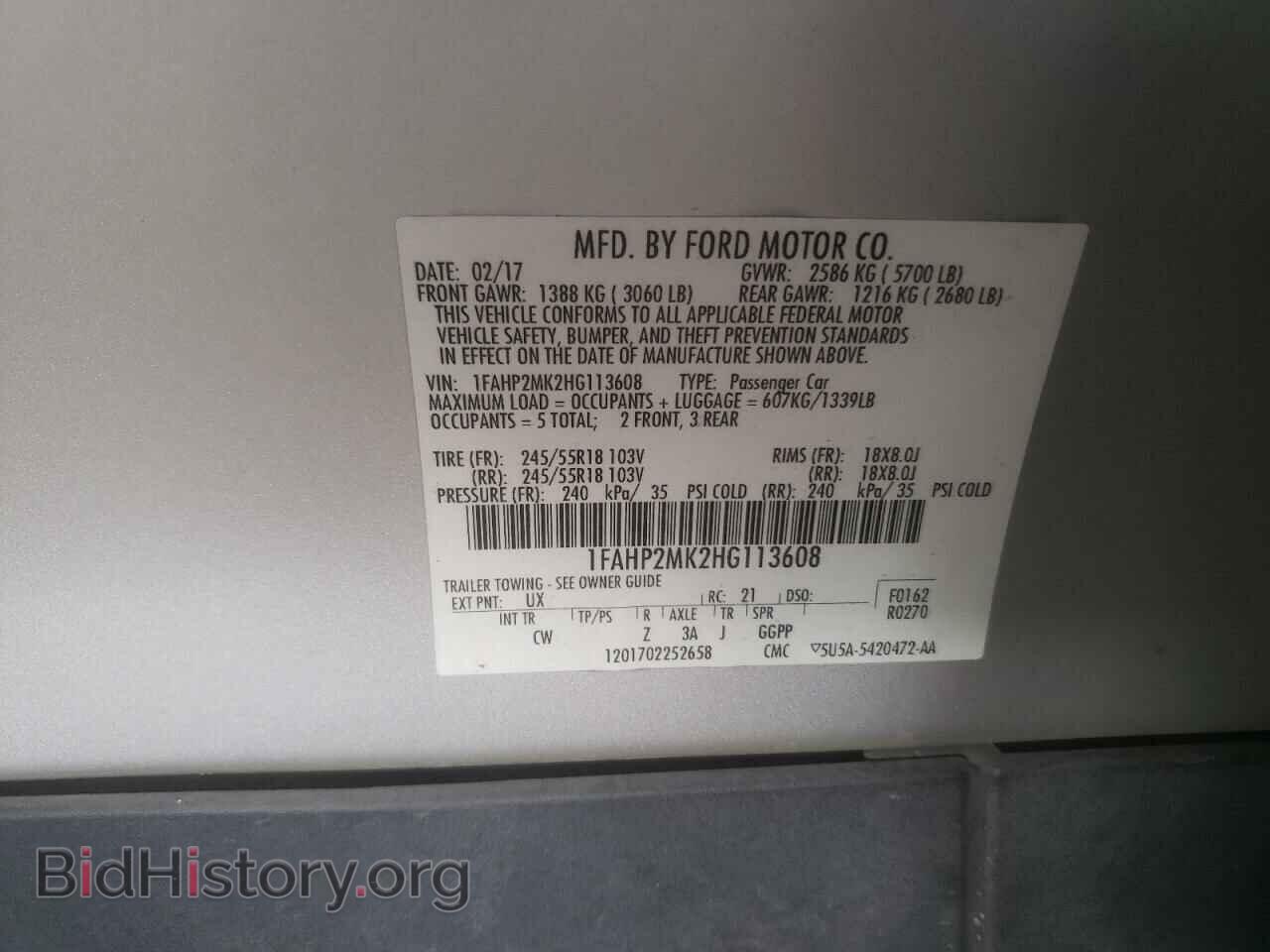 2017 FORD TAURUS - VIN: 1FAHP2MK2HG113608 - Фото 10