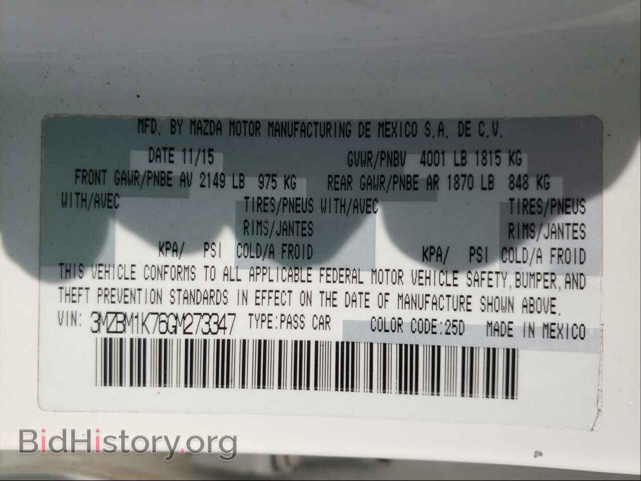 2016 MAZDA 3 - VIN: 3MZBM1K76GM273347 - Фото 10