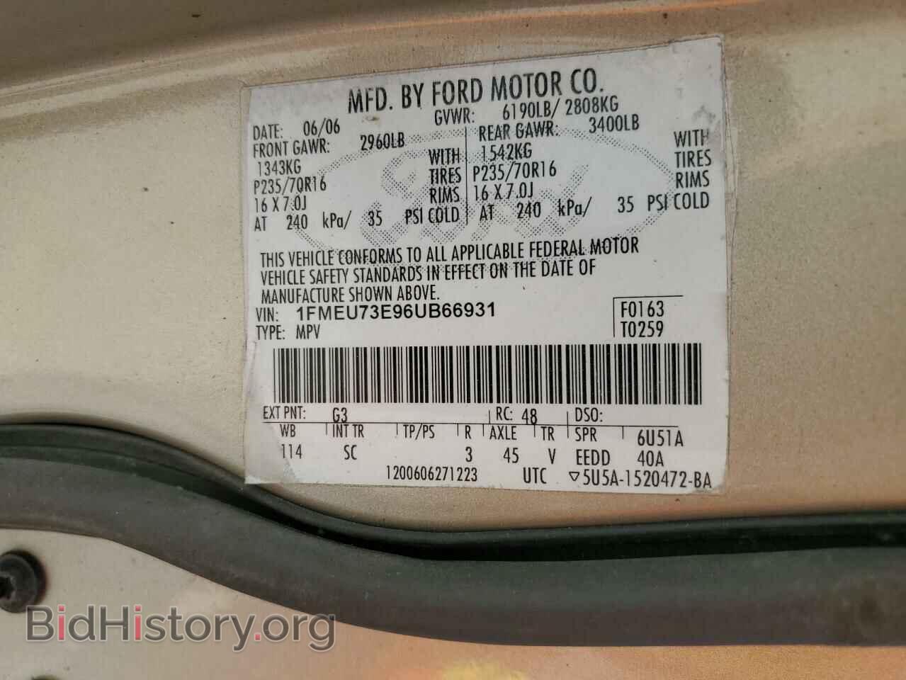 2006 FORD EXPLORER - VIN: 1FMEU73E96UB66931 - Фото 10