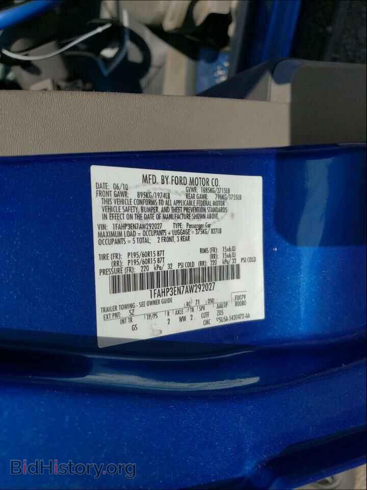 2010 FORD FOCUS - VIN: 1FAHP3EN7AW292027 - Фото 10
