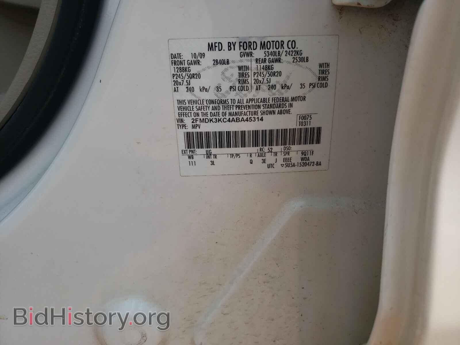 2010 FORD EDGE - VIN: 2FMDK3KC4ABA45314 - Photo 10