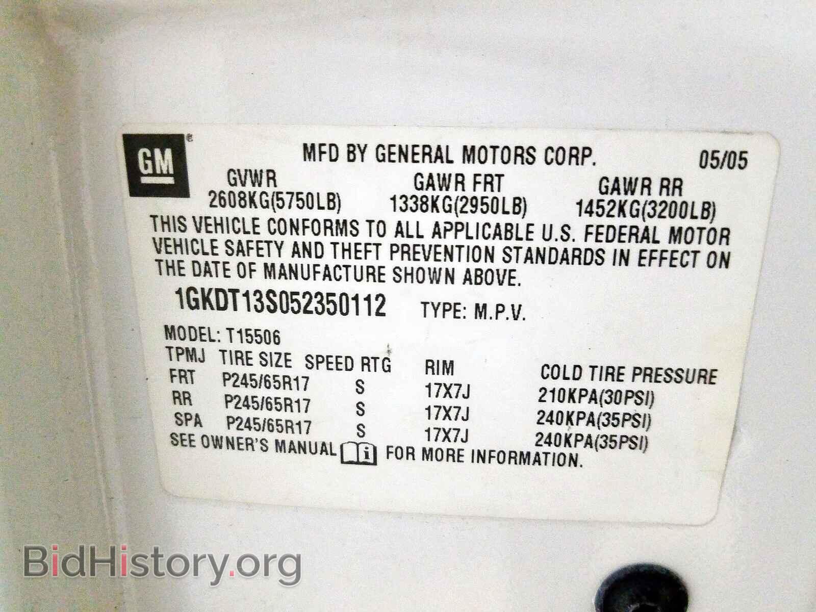 2005 GMC ENVOY - VIN: 1GKDT13S052350112 - Фото 10