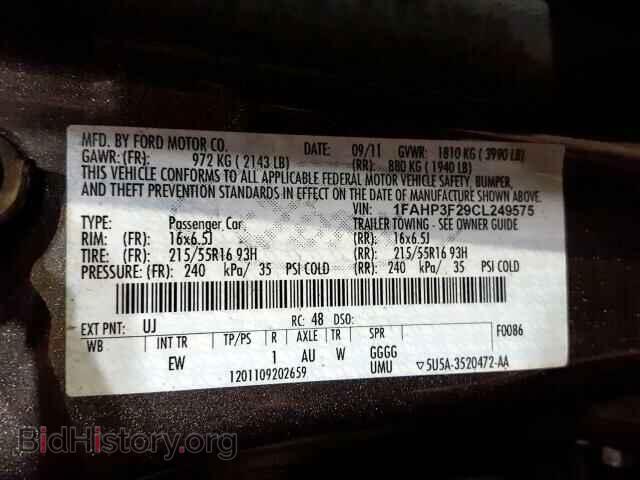 2012 FORD FOCUS SE - VIN: 1FAHP3F29CL249575 - Фото 10