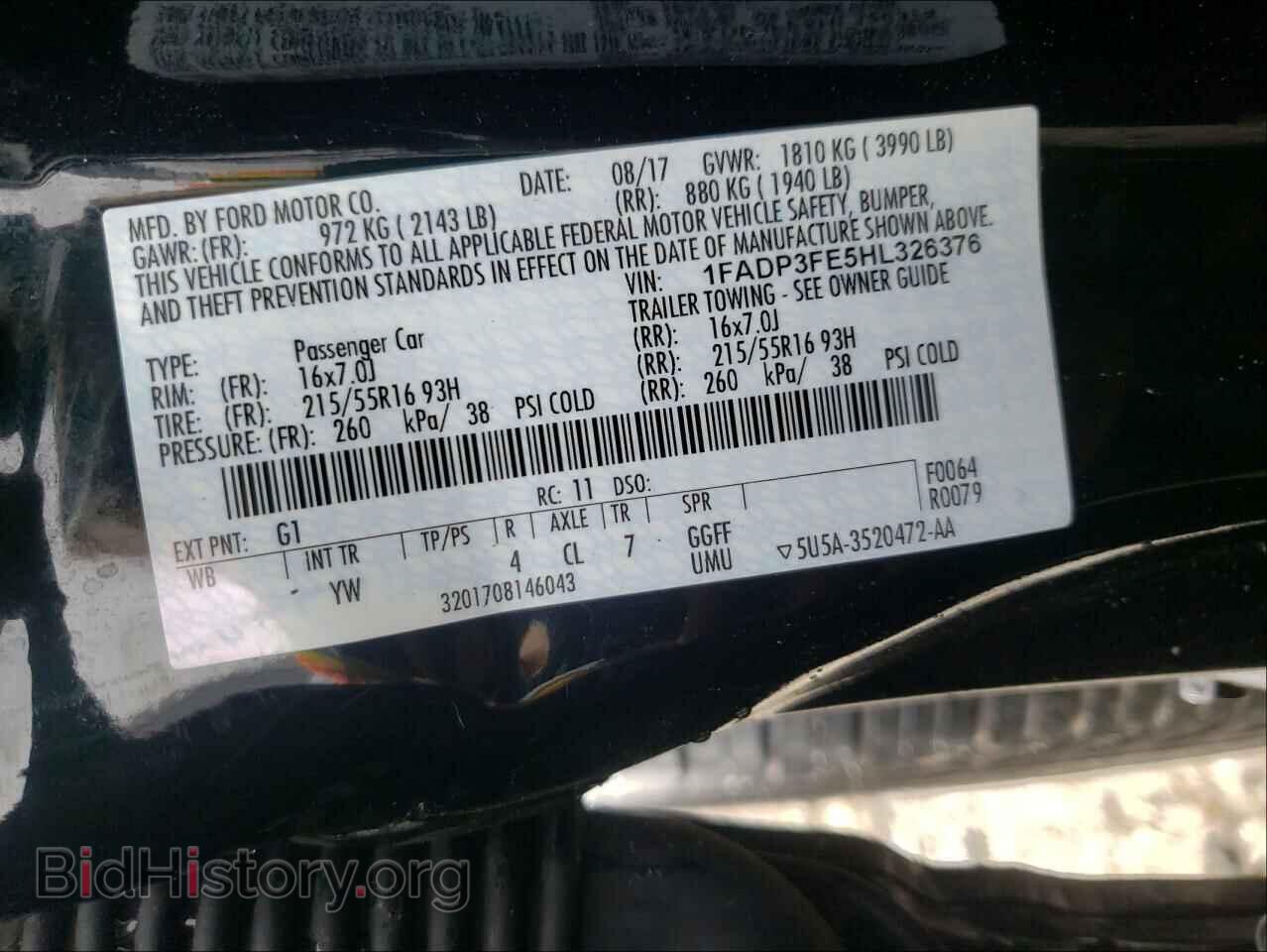 2017 FORD FOCUS - VIN: 1FADP3FE5HL326376 - Фото 10