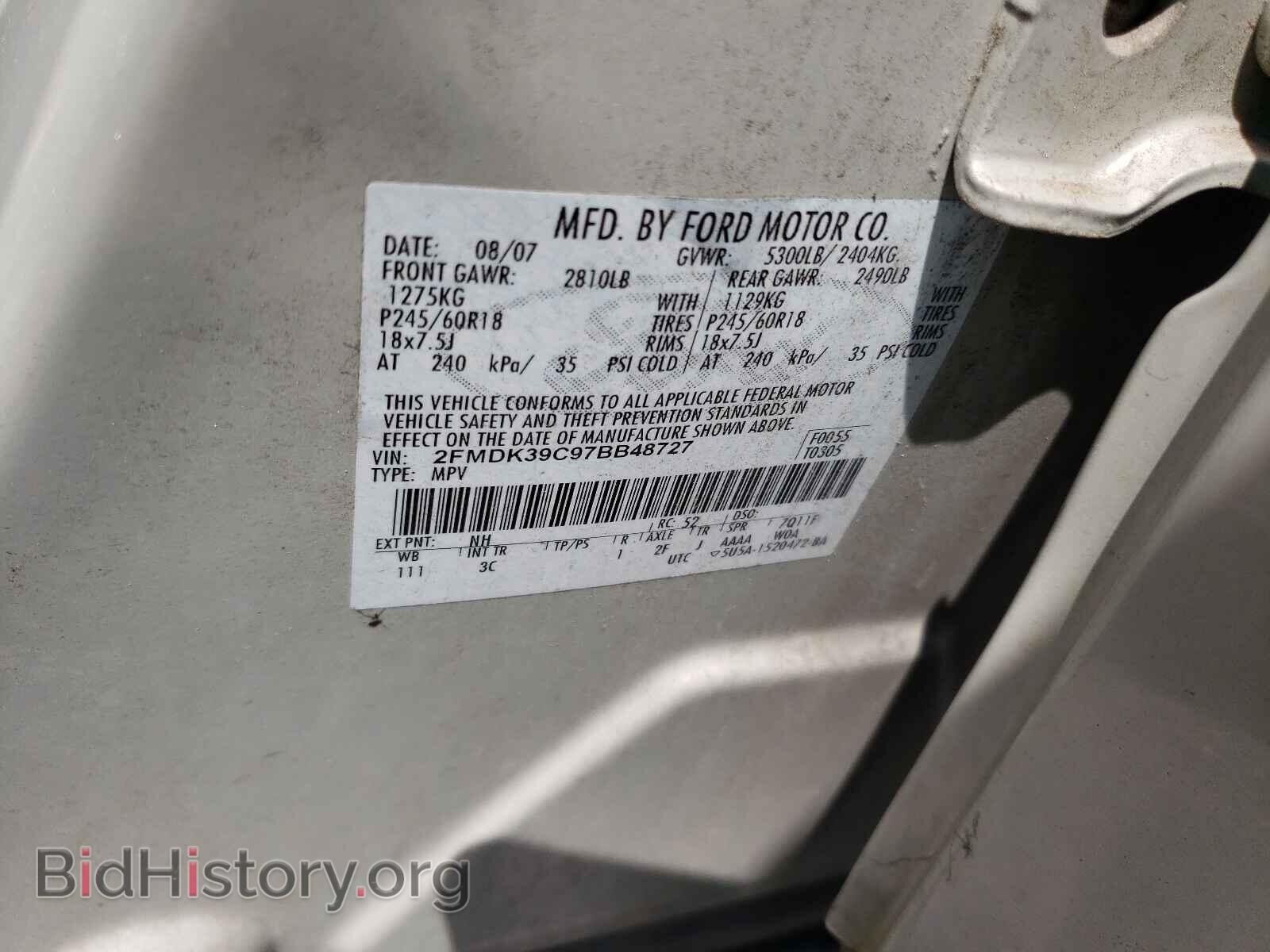 2007 FORD EDGE - VIN: 2FMDK39C97BB48727 - Photo 10