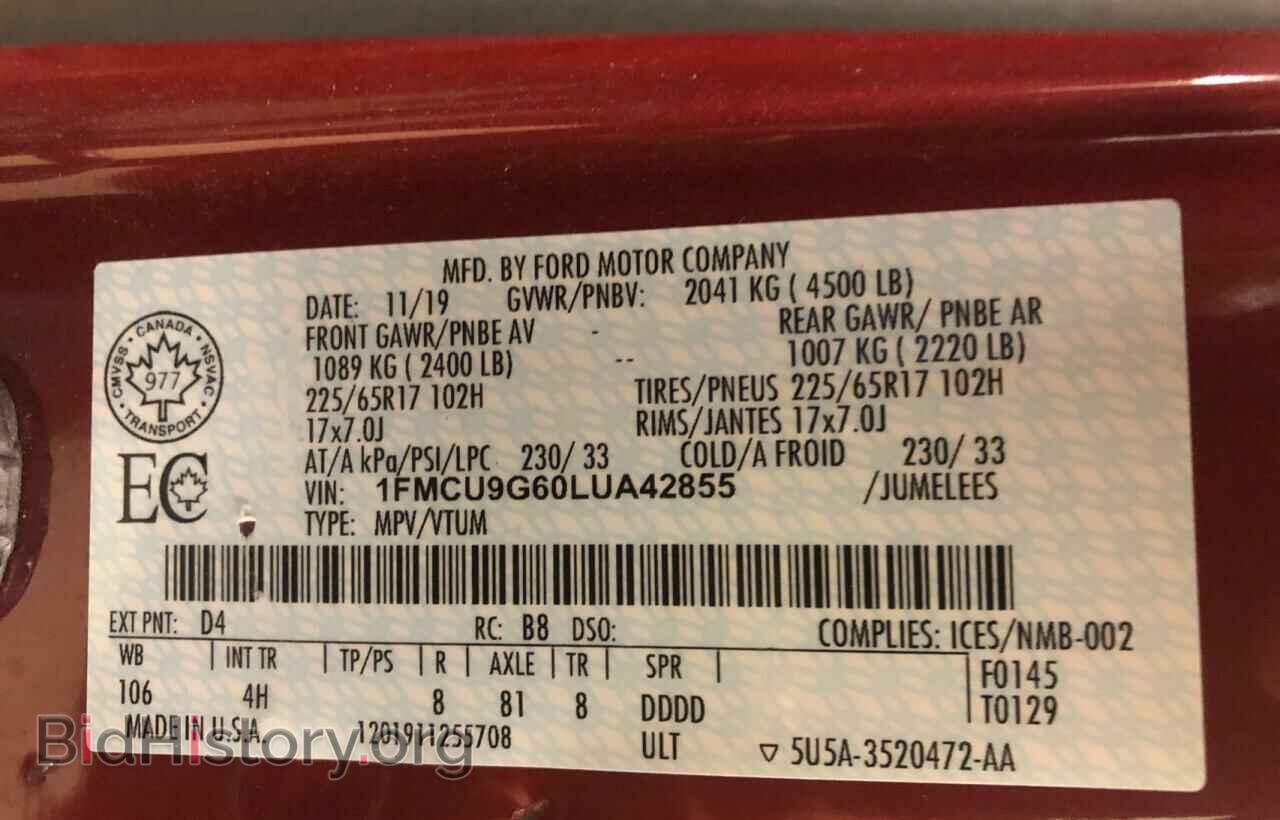 2020 FORD ESCAPE - VIN: 1FMCU9G60LUA42855 - Photo 10