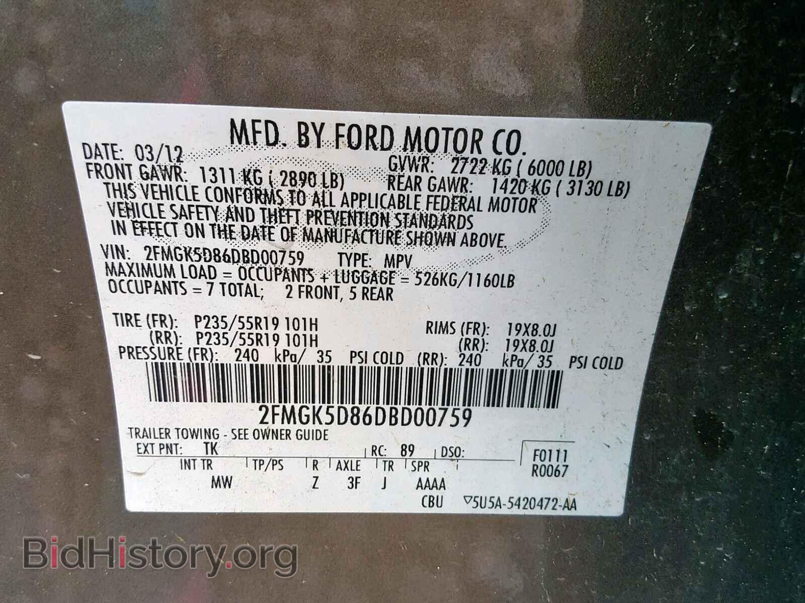 2013 FORD FLEX LIMIT - VIN: 2FMGK5D86DBD00759 - Photo 10