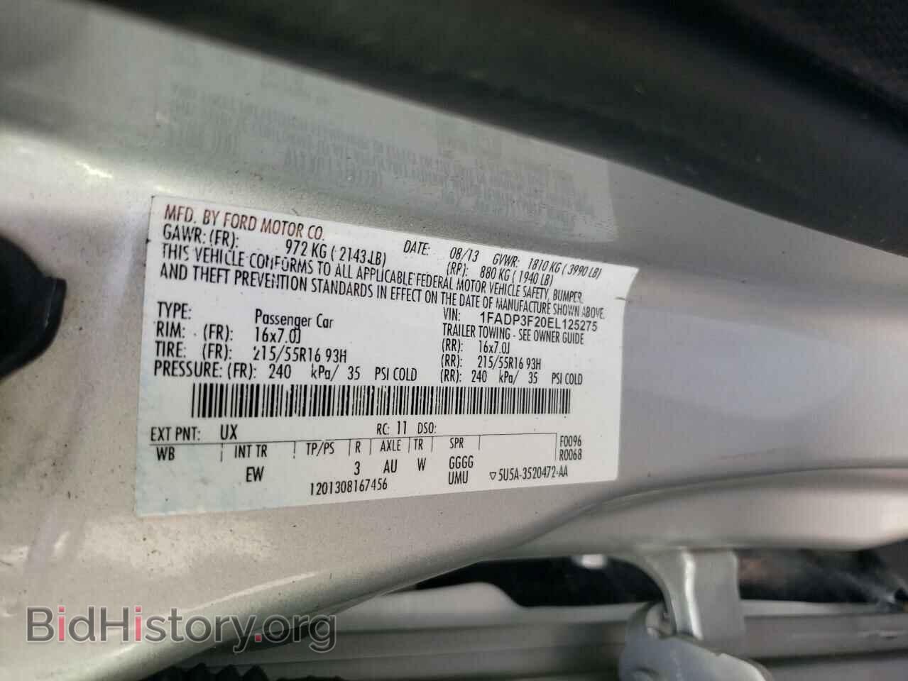 2014 FORD FOCUS - VIN: 1FADP3F20EL125275 - Фото 12