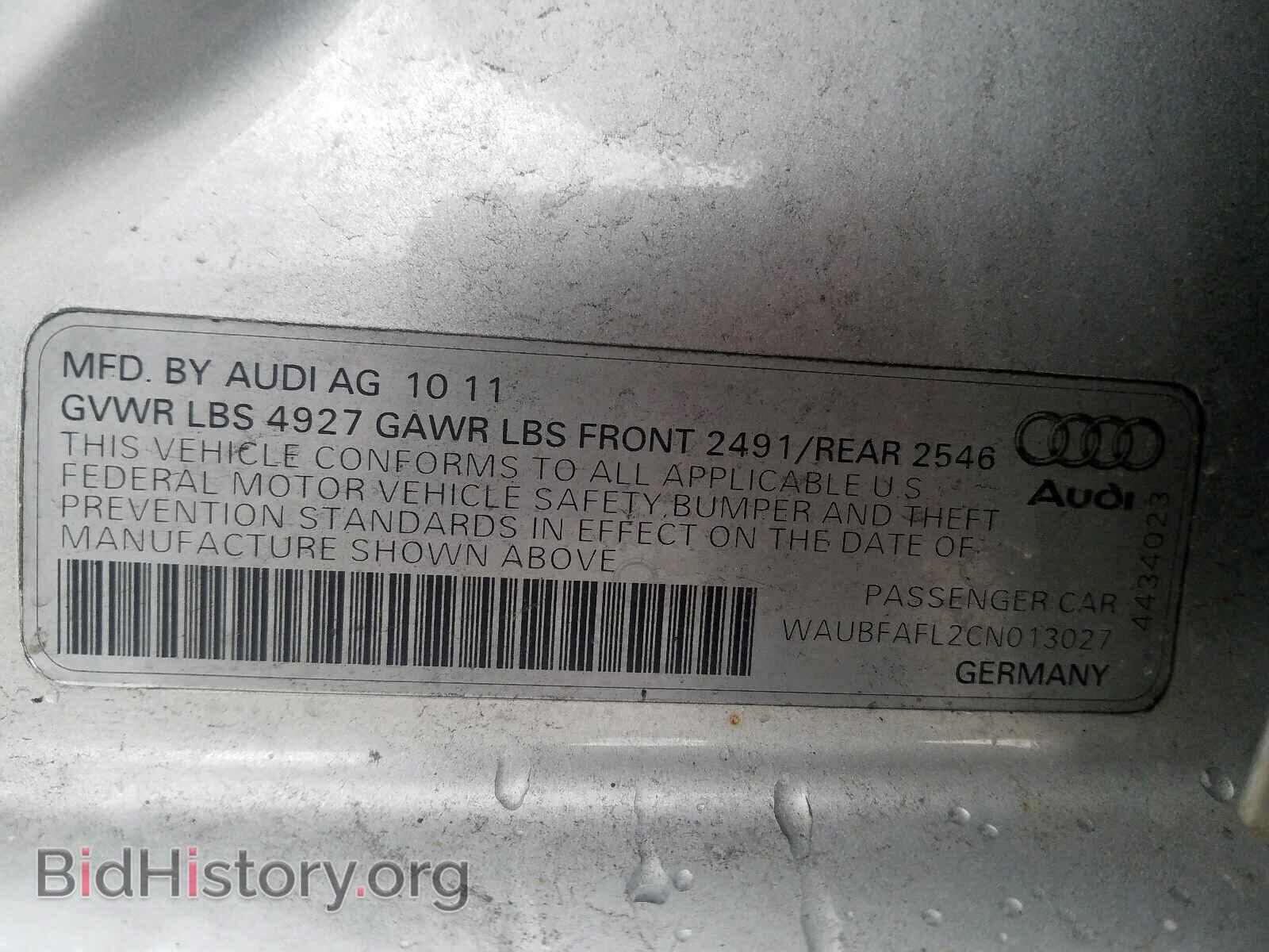2012 AUDI A4 - VIN: WAUBFAFL2CN013027 - Photo 10