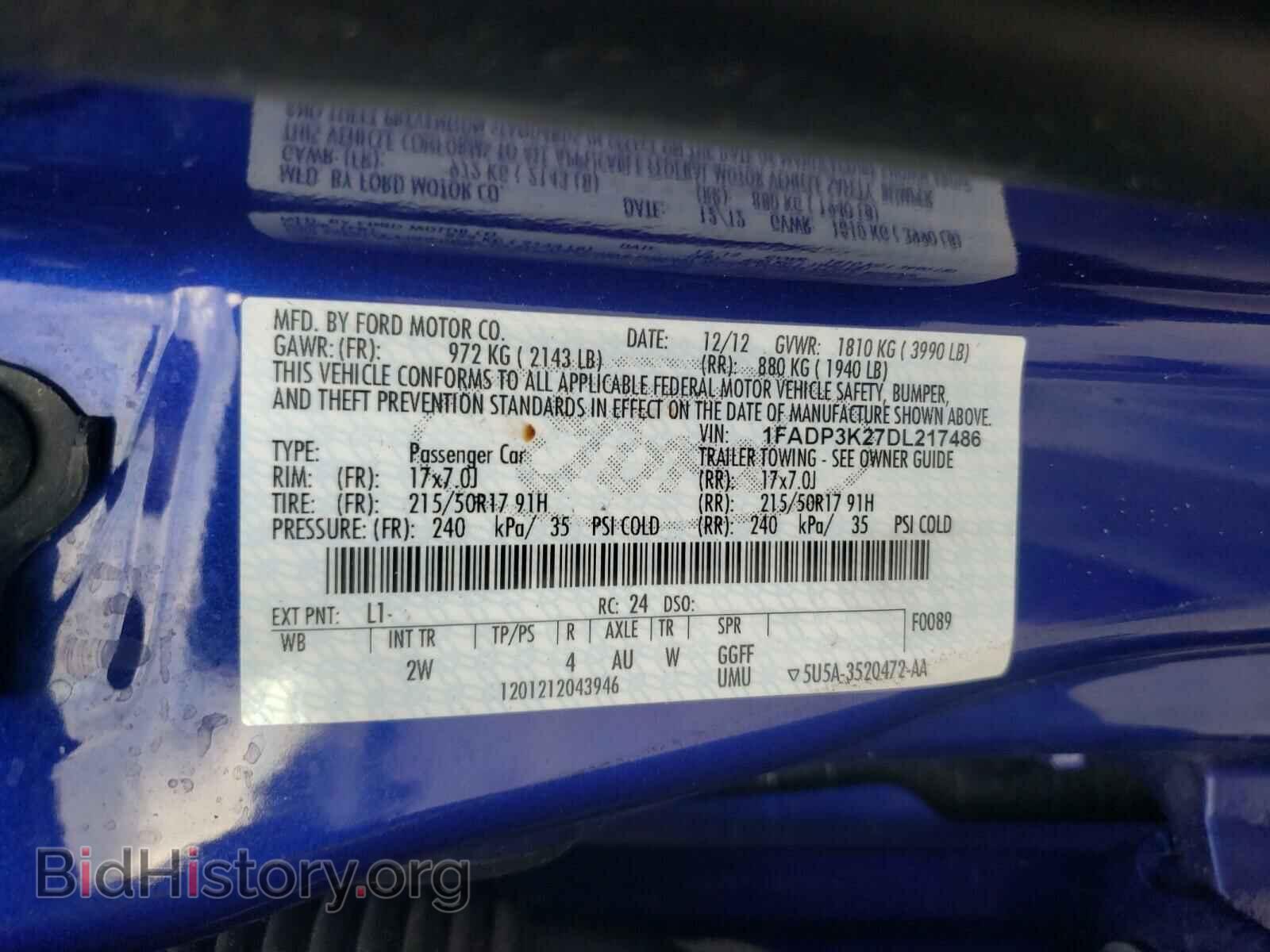2013 FORD FOCUS - VIN: 1FADP3K27DL217486 - Фото 10